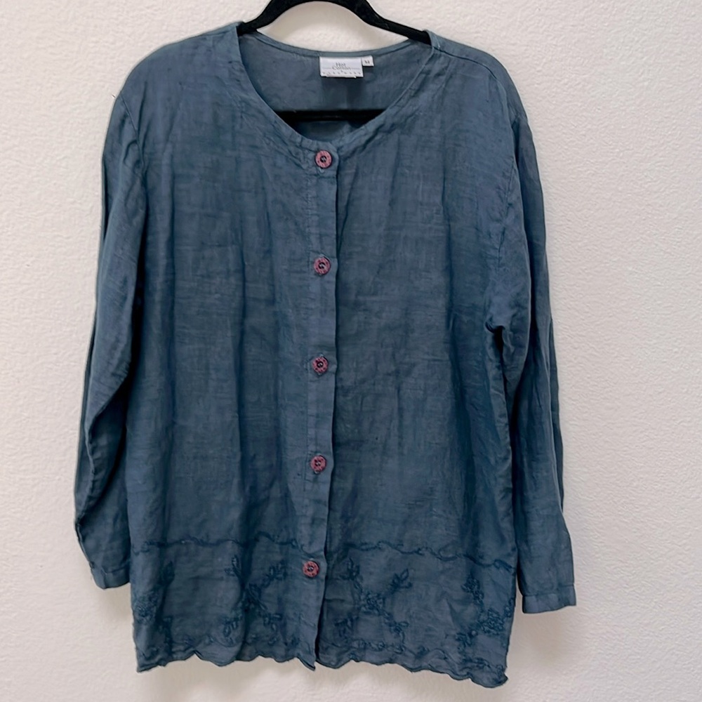Hot Cotton Embroidered Linen Shirt jacket